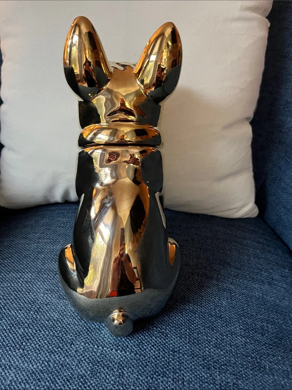 Dog Treat Jar Gold Frenchie Bulldog
